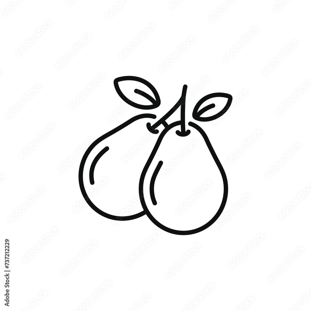 Avocado line icon isolated on transparent background Avocado line icon isolated on transparent background