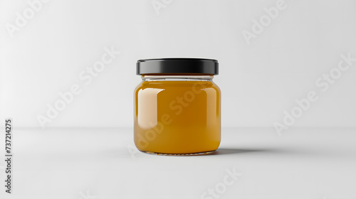 Glass jar with honey mockup on white background