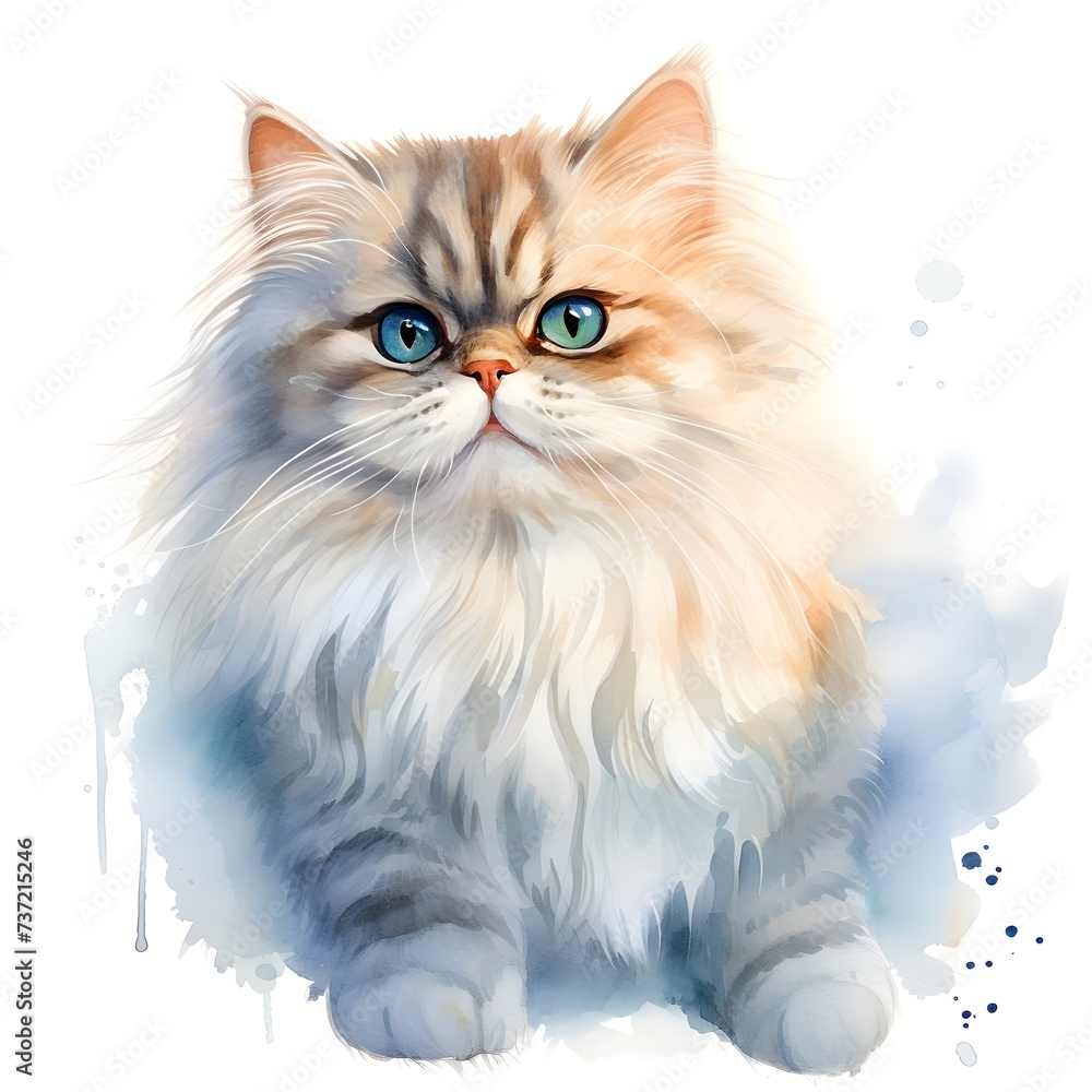 Persian cat with pastel water color