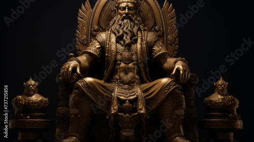 Statue of a Man Sitting on Top of a Golden Throne © mohsan