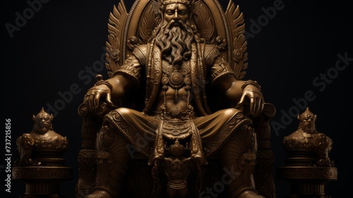 Statue of a Man Sitting on Top of a Golden Throne