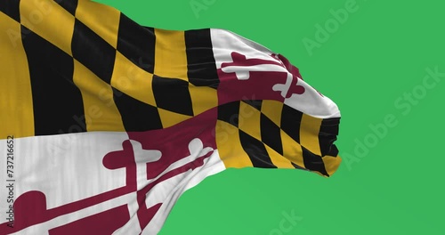 Maryland state flag waving on green screen photo