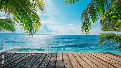 luxury resort or hotel scenery wonderful sea view and palm leaf