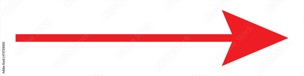 Red arrow icon. Straight long right vector arrow icon. Red arrow icon. Straight long right vector arrow icon.