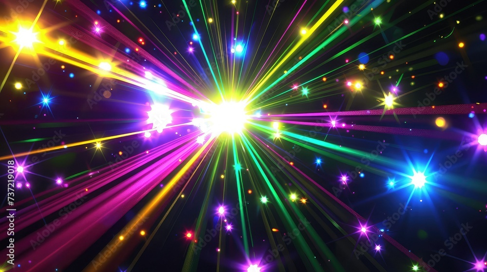 Fototapeta premium Colorful laserlights on black background.