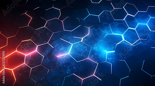 Digital technology hexagon cyber security concept  blue technology background