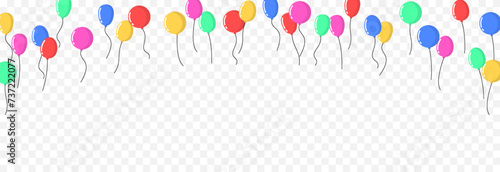 Vector helium balloons png. Multi-colored helium balloons. Decoration, decor for the holiday.