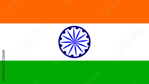Indian National Flag with Ashoka Chakra Saffron, White, and Green Stripes