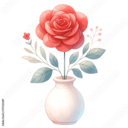 Wallpaper Mural Stylized Illustration of Red Rose in a Vase
 Torontodigital.ca