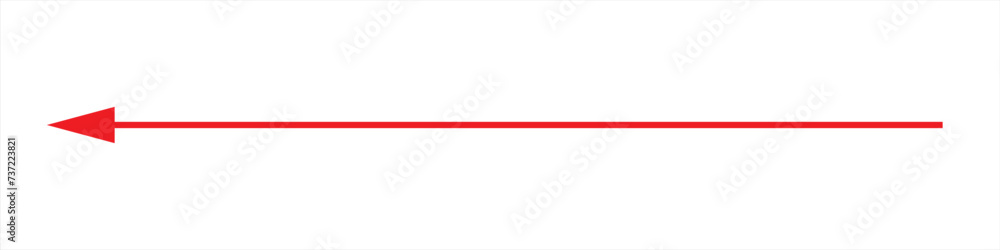 Red arrow icon. Straight long left vector arrow icon. Red arrow icon. Straight long left vector arrow icon.