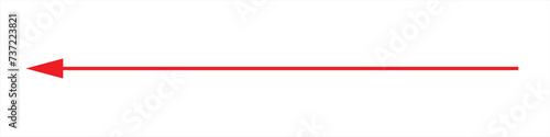 Red arrow icon. Straight long left vector arrow icon. 