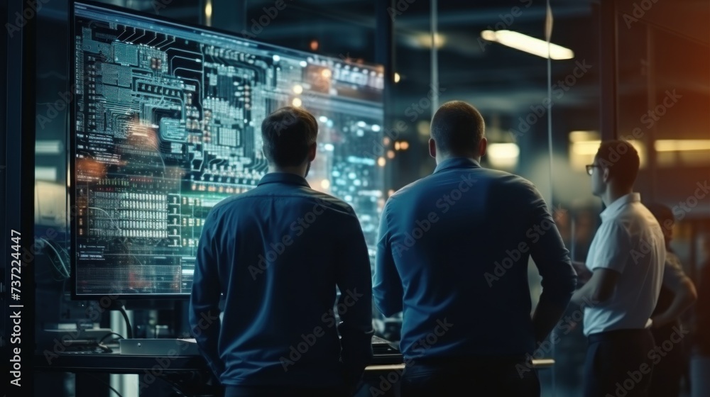 A group of IT engineers discuss new technologies, project ideas and the direction of development of the IT industry A group of IT engineers discuss new technologies, project ideas and the direction of development of the IT industry