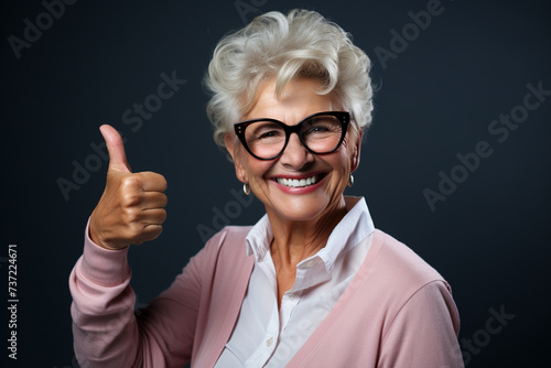portrait of an adorable senior woman doing a good gesture