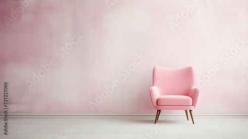 Elegant pink Chair in a light Room. Blank Wall for Mockup Templates