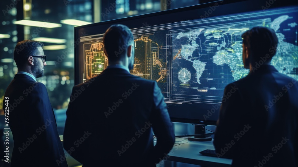 A group of IT engineers discuss new technologies, project ideas and the direction of development of the IT industry A group of IT engineers discuss new technologies, project ideas and the direction of development of the IT industry