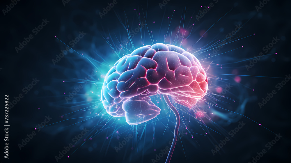3D rendering of the brain, exploring how the brain affects creative thinking 3D rendering of the brain, exploring how the brain affects creative thinking