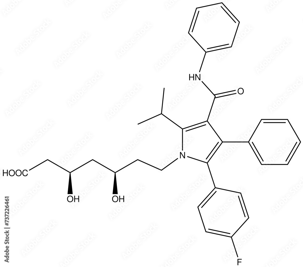 Atorvastatin Arzneistoff Strukturformel Vektor Atorvastatin Arzneistoff Strukturformel Vektor