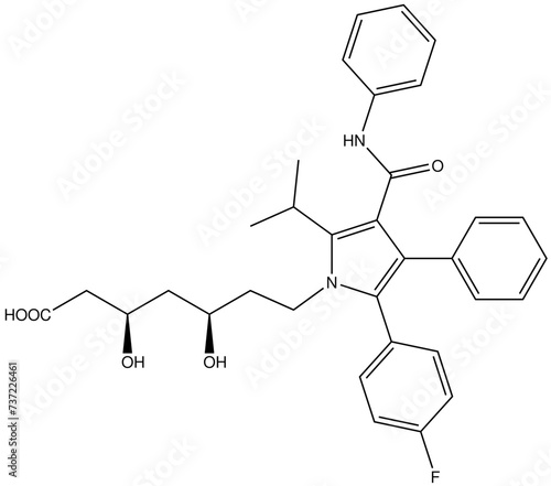 Atorvastatin Arzneistoff Strukturformel Vektor