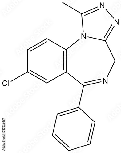 Alprazolam Arzneistoff Strukturformel Vektor