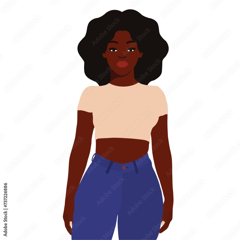 Fototapeta premium Afro black woman in elegant art style vector