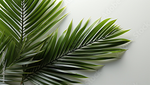 Fresh green palm leaves bring tropical beauty to the environment generated by AI