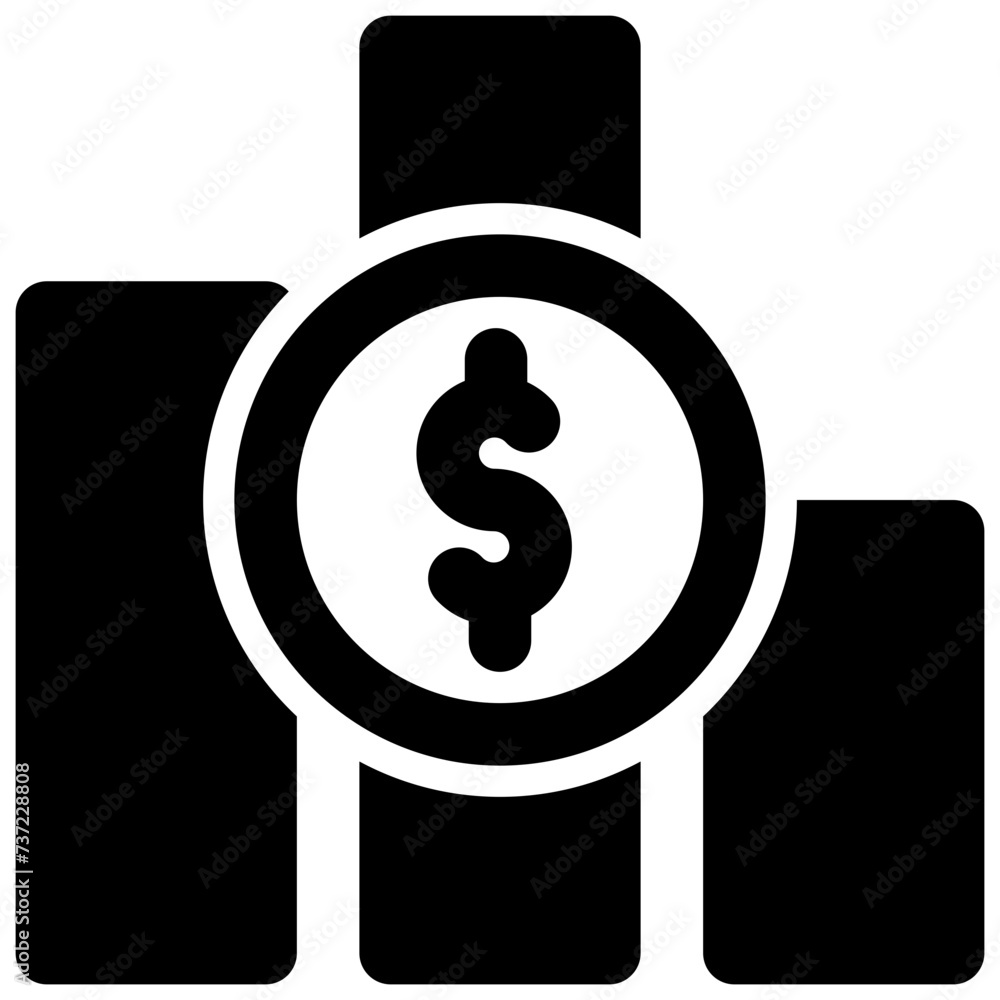 currency chart vector glyph icon currency chart vector glyph icon