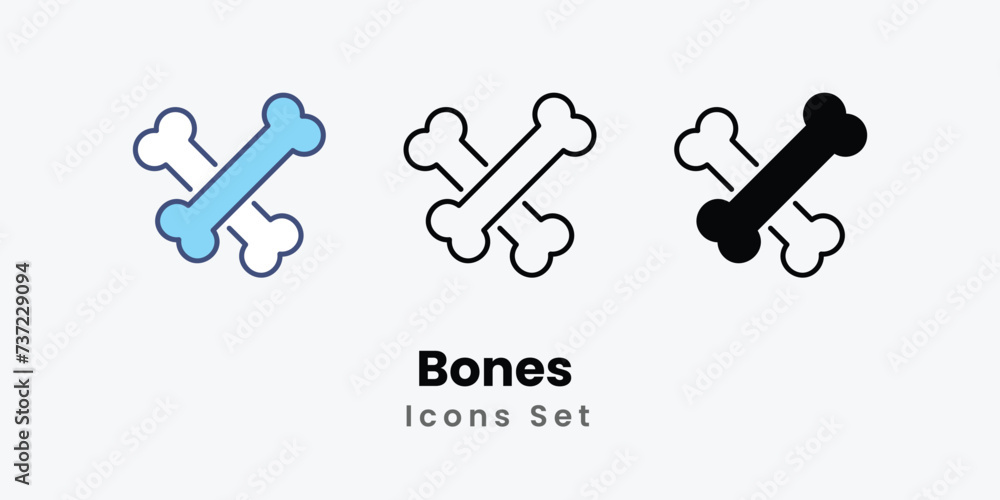 Bones Icons vector, website, booking sites and mobile apps. Graphic contour logo for offers, commerce, ui ux and other design needs. Vector isolated stock illustration Bones Icons vector, website, booking sites and mobile apps. Graphic contour logo for offers, commerce, ui ux and other design needs. Vector isolated stock illustration