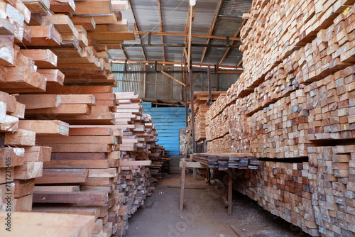pile of wood for house building materials. to illustrate the high price of wood