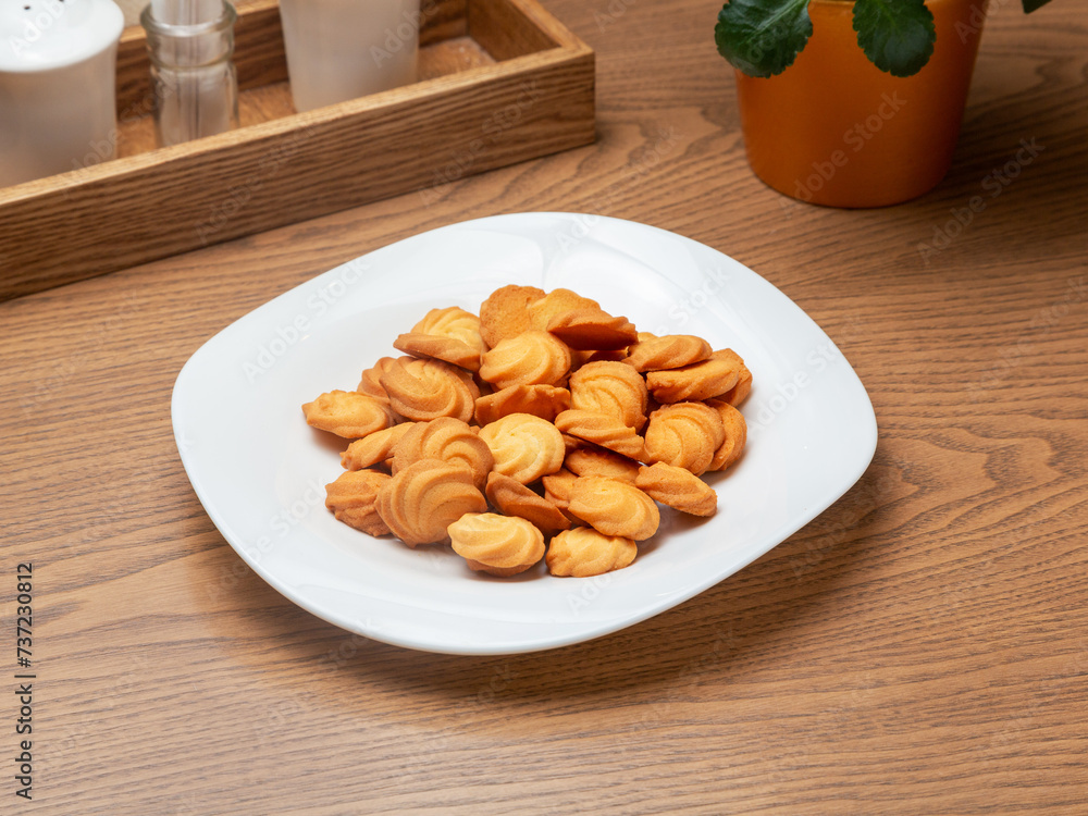 Kurabye cookies on a plate. Dessert. Kurabye cookies on a plate. Dessert.