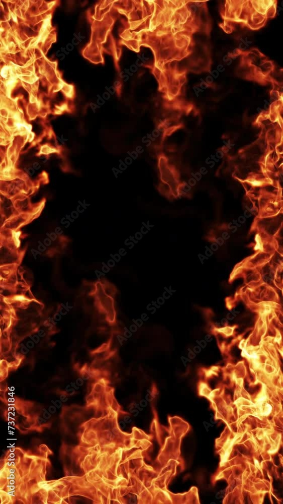 Fire frame vertical animation on background. Overlay perfect for compositing into your shot Fire frame vertical animation on background. Overlay perfect for compositing into your shot
