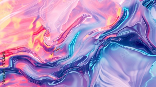 A mesmerizing composition of fluid pink and blue streaks with a touch of yellow, creating a dreamy and ethereal visual texture