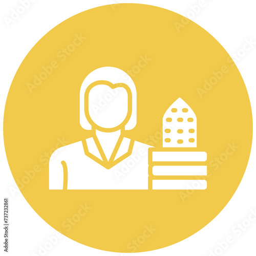 Woman Ironing Clothes Icon