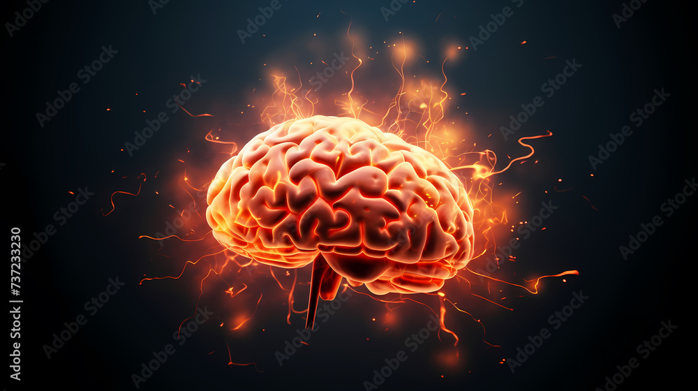 3D rendering of the brain, exploring how the brain affects creative thinking 3D rendering of the brain, exploring how the brain affects creative thinking