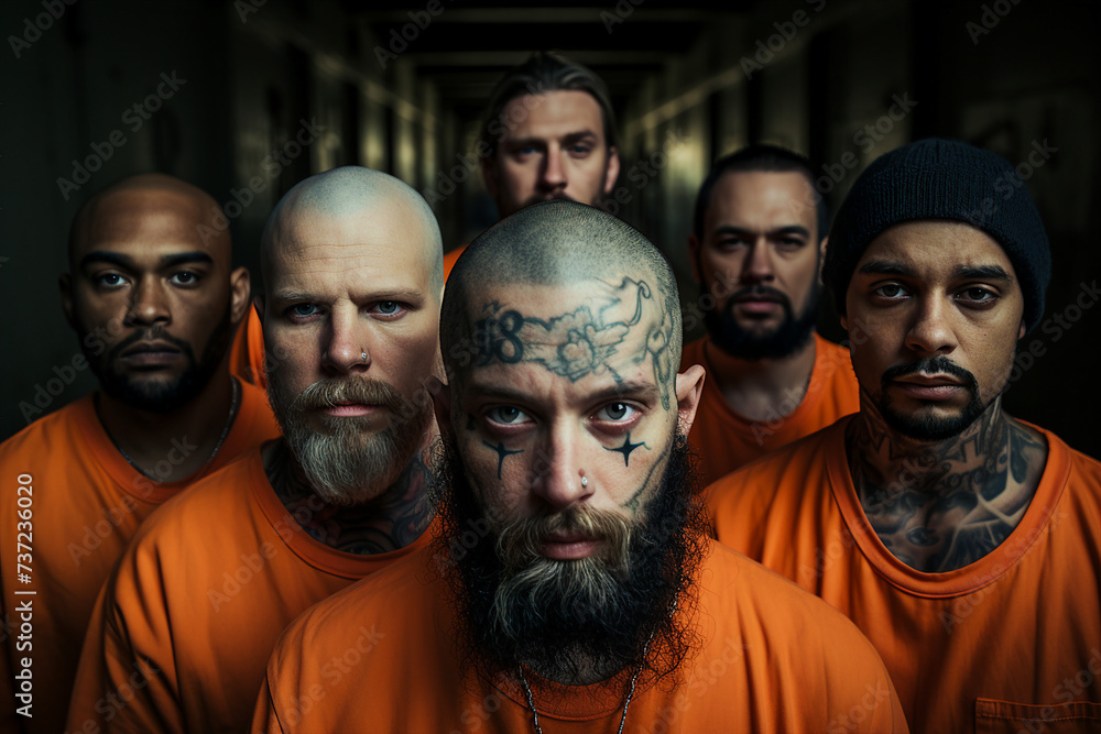Generative AI picture restricted freedom concept prisoner in jail orange uniform criminal person Generative AI picture restricted freedom concept prisoner in jail orange uniform criminal person
