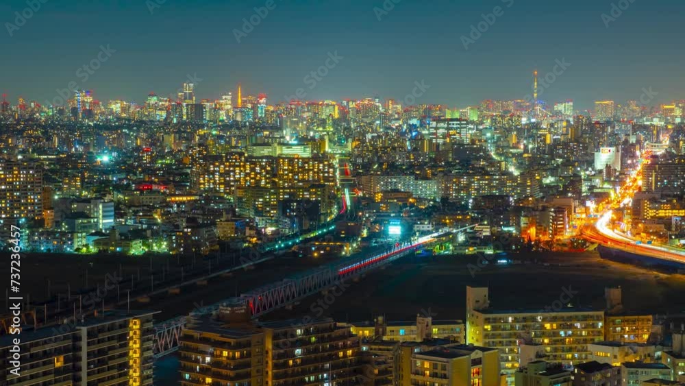 東京夜景タイムラプス 多摩川方面から都心を望む 2024 東京夜景タイムラプス 多摩川方面から都心を望む 2024