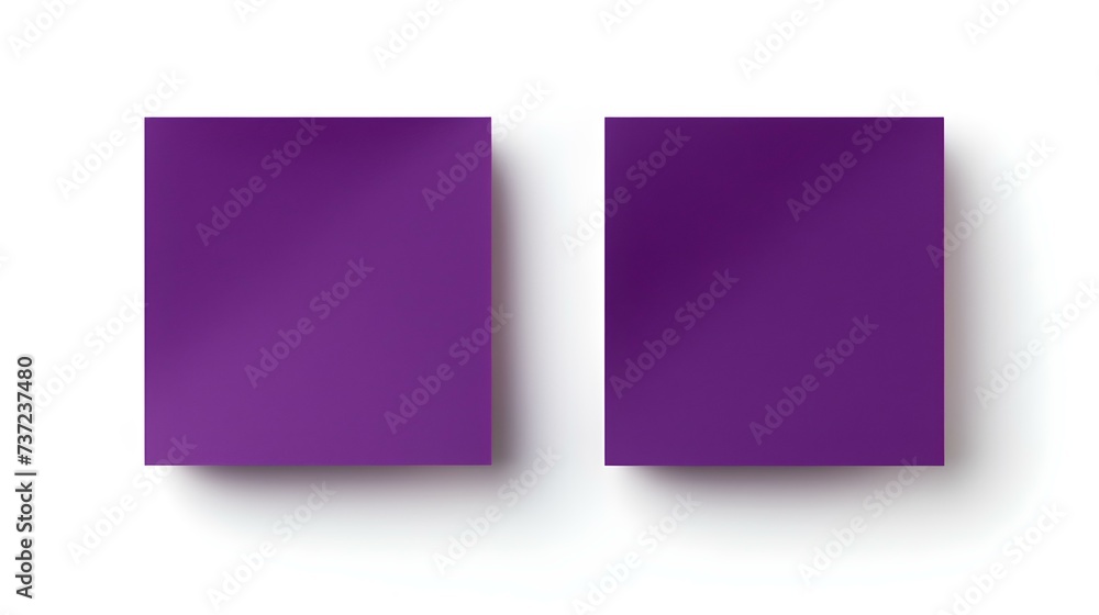 Two Dark Purple square Paper Notes on a white Background. Brainstorming Template with Copy Space Two Dark Purple square Paper Notes on a white Background. Brainstorming Template with Copy Space