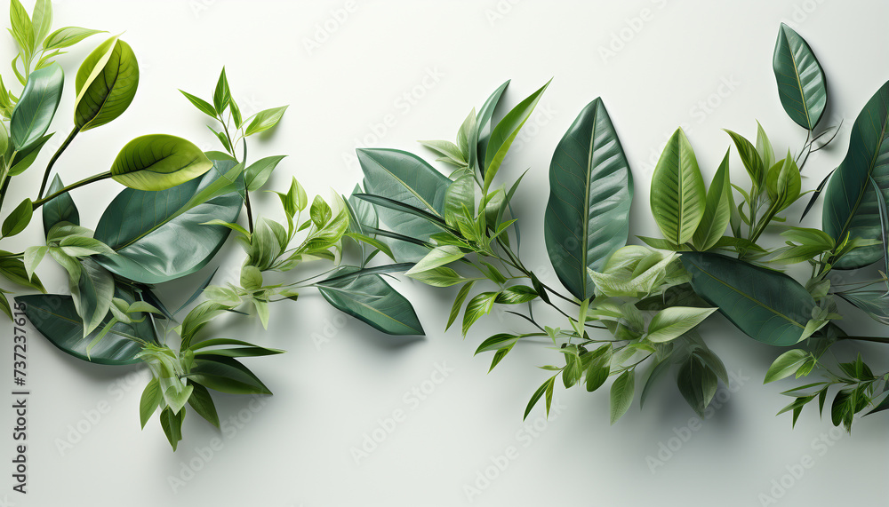 Freshness of nature growth in a green botanical wallpaper design generated by AI