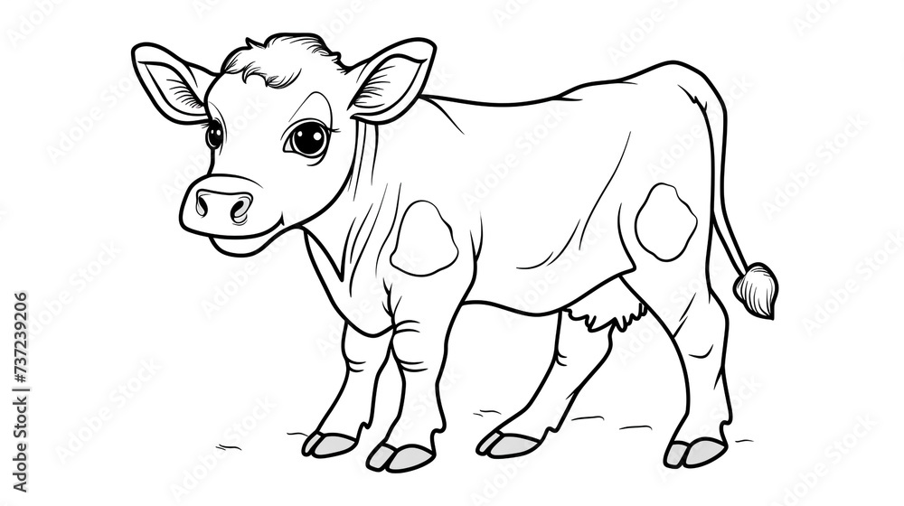 Cute cow cartoon, childrens book concept
