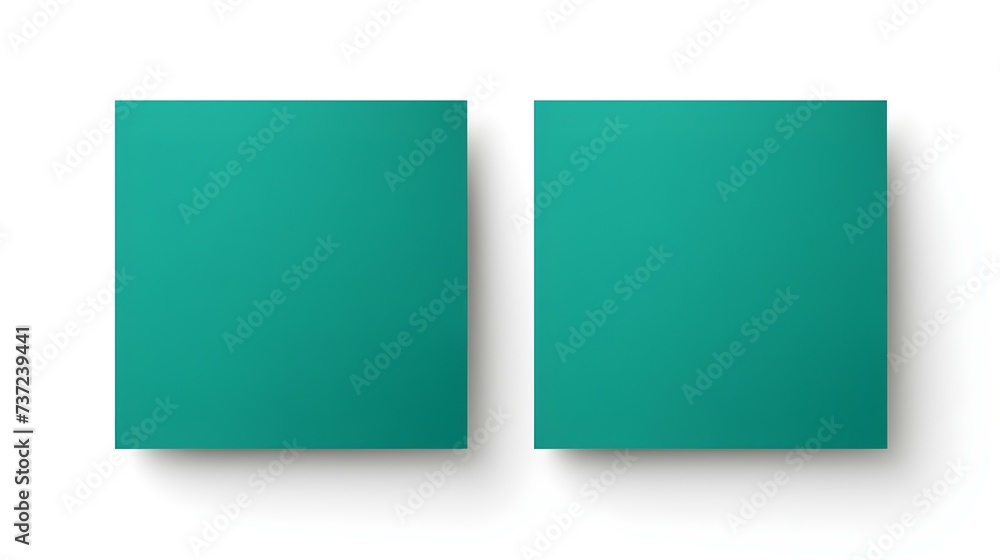 Two Emerald square Paper Notes on a white Background. Brainstorming Template with Copy Space Two Emerald square Paper Notes on a white Background. Brainstorming Template with Copy Space