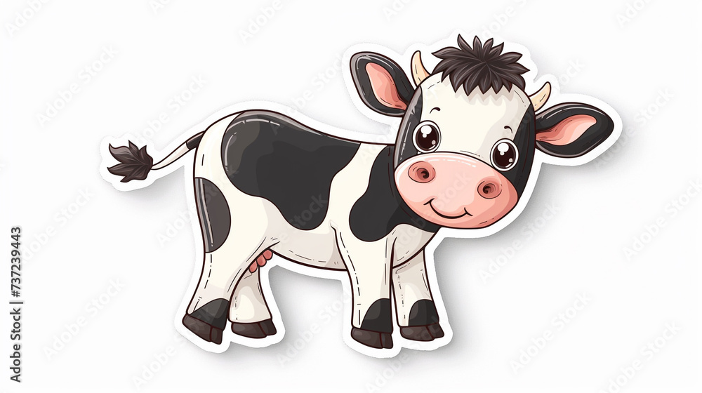 Cute cow cartoon, childrens book concept