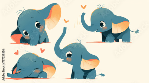 A set of four images of a baby elephant