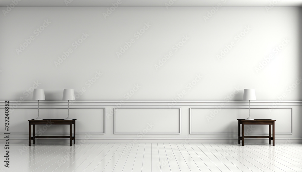 Fototapeta premium Modern apartment with clean, elegant design comfortable, empty living room generated by AI