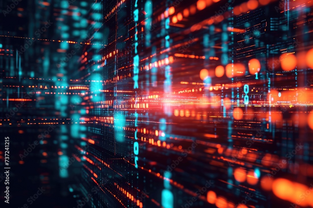 A photo capturing a dark background with vibrant, blurred lights illuminating the scene, An abstract representation of a cyberattack, AI Generated A photo capturing a dark background with vibrant, blurred lights illuminating the scene, An abstract representation of a cyberattack, AI Generated