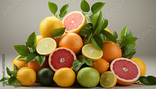 Fresh citrus fruits  healthy eating  vibrant colors  juicy and refreshing generated by AI