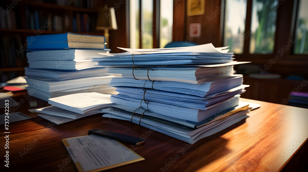 A stack of paperwork on a desk, including mortgage loan application forms, financial statements, and property documents. A stack of paperwork on a desk, including mortgage loan application forms, financial statements, and property documents.