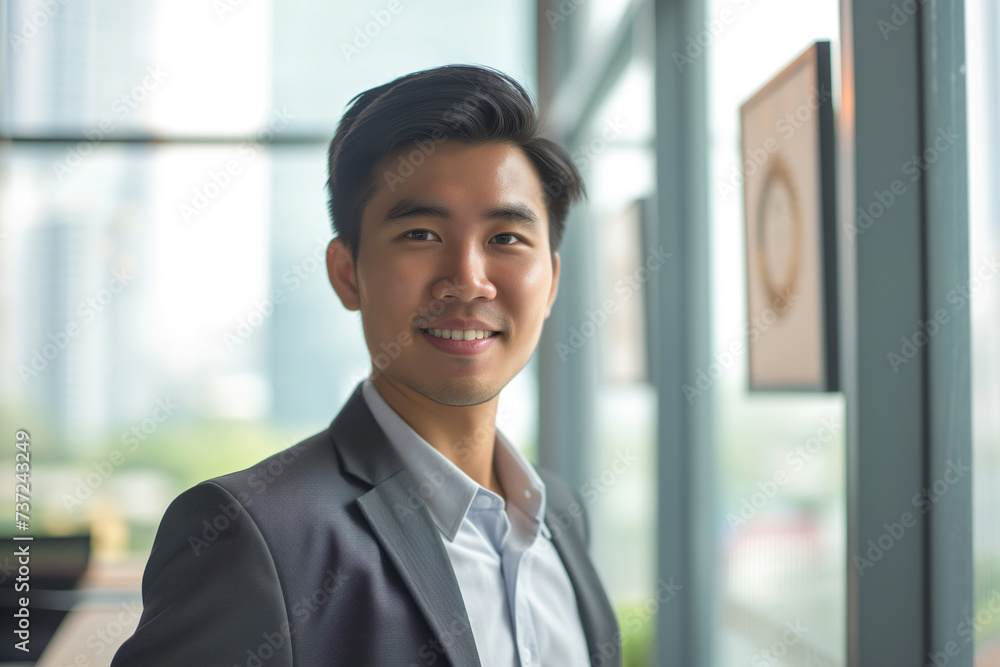 Portrait of asian smiling businessman indoor Portrait of asian smiling businessman indoor