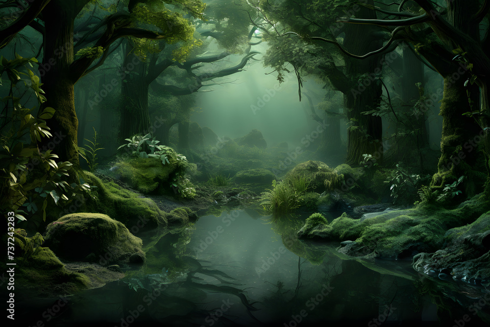 The mystical nature of the rainforest. International Day of Forests.