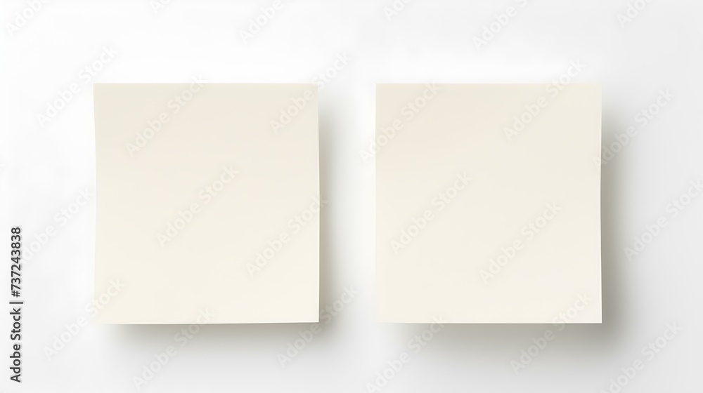 Two Ivory square Paper Notes on a white Background. Brainstorming Template with Copy Space