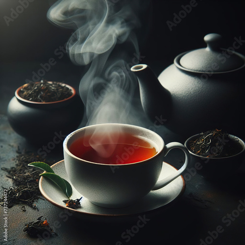 Cup of tea, Leaves, and Pot
