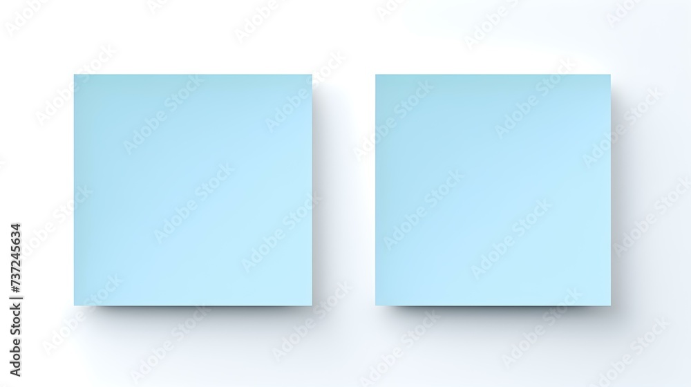 Two Light Blue square Paper Notes on a white Background. Brainstorming Template with Copy Space